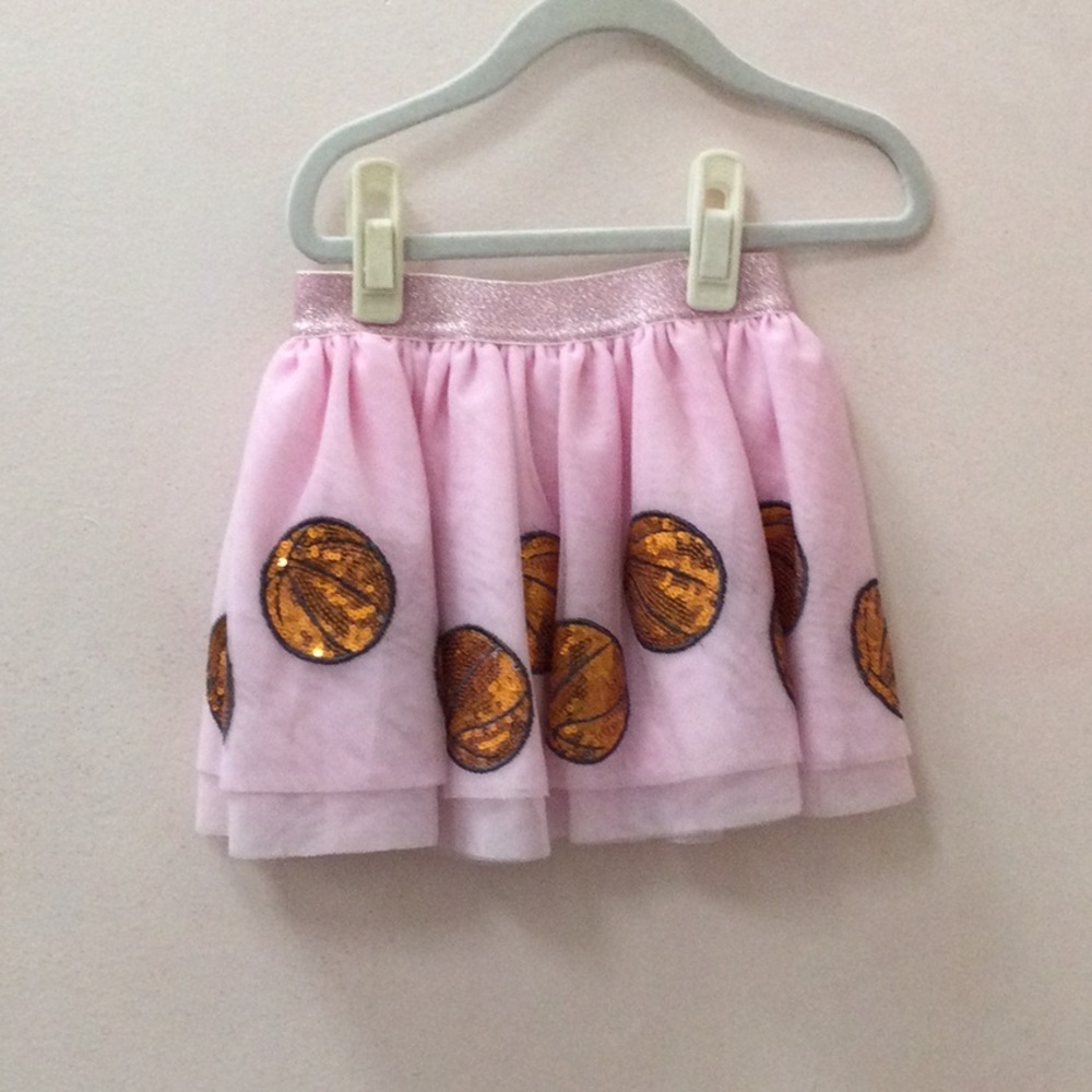 Pink Tulle Skirt with Gold Sequin Circles